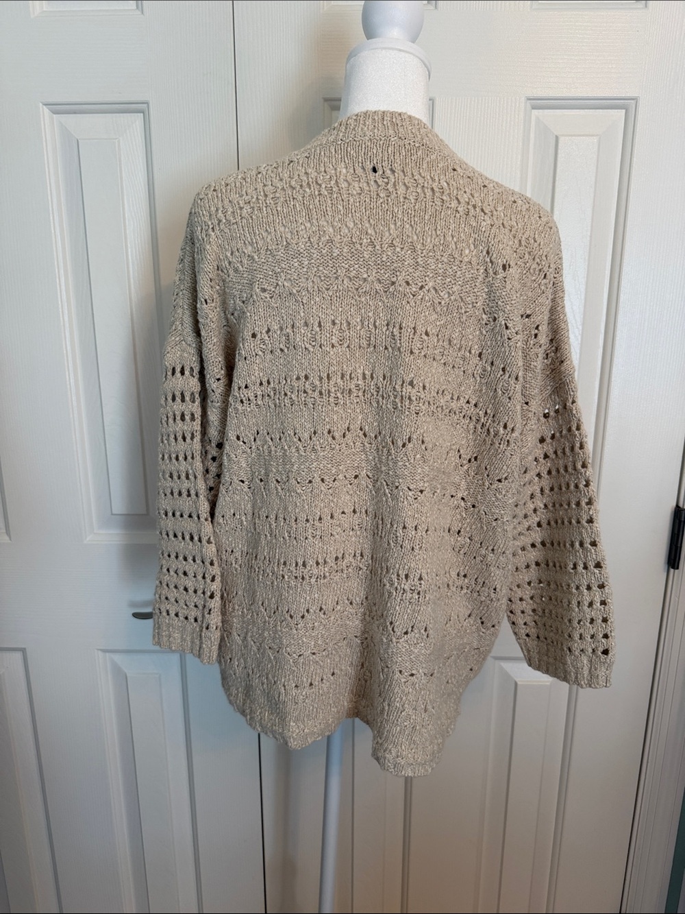 CAbi Cream Open-Knit V-Neck Sweater - Picture 3 of 4